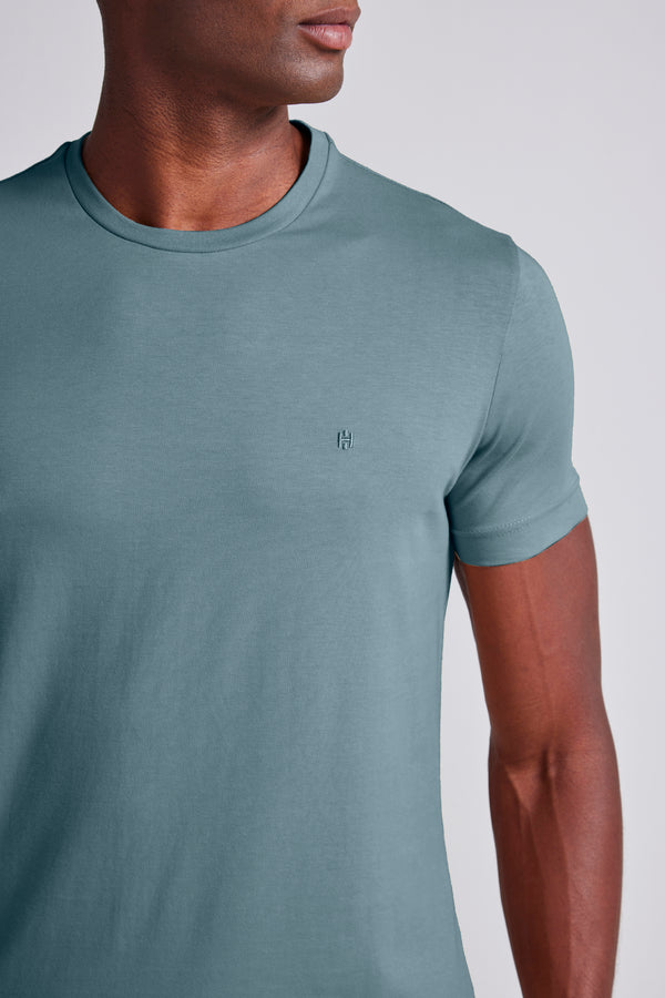 Camiseta Manga Curta Malha Básica Slim Fit - Verde