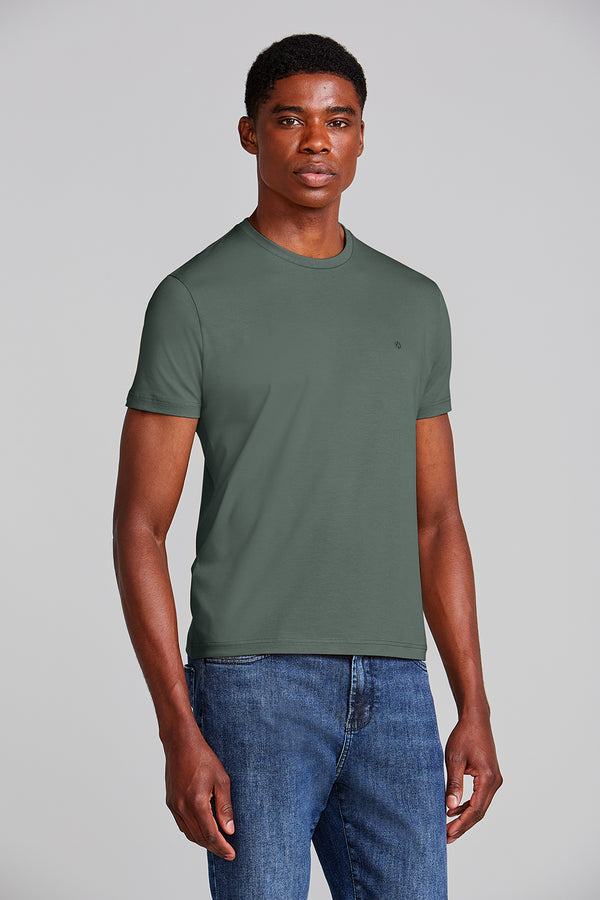 Camiseta Manga Curta Malha Básica Slim Fit - Verde