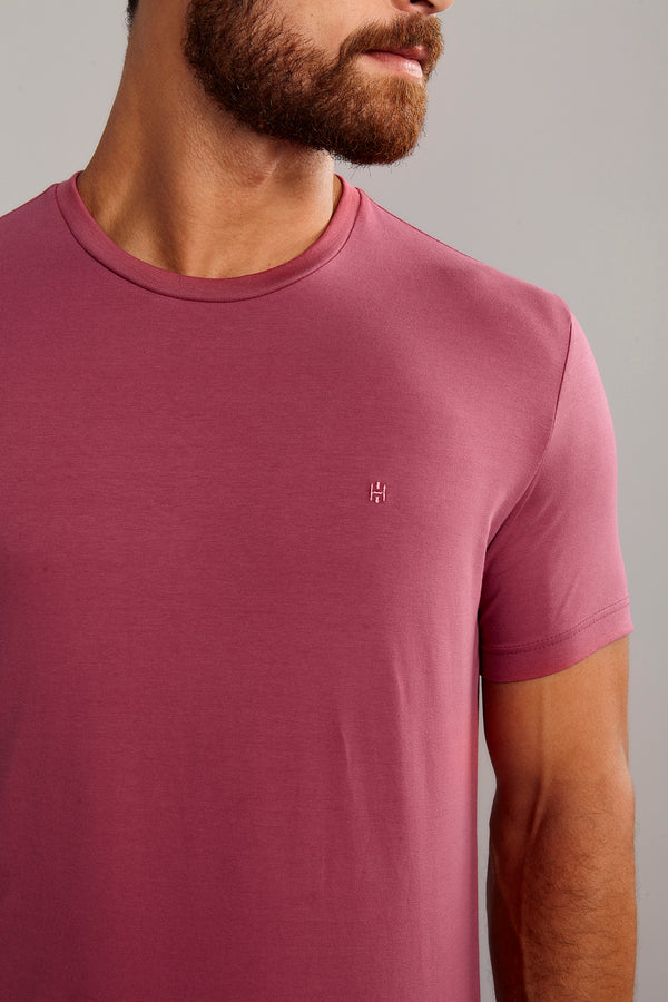 Camiseta Manga Curta Malha Básica Slim Fit - Roxo