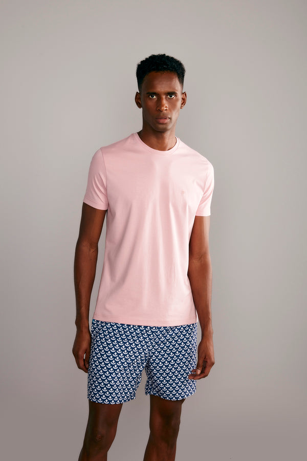 Camiseta Manga Curta Malha Básica Slim Fit - Rosa