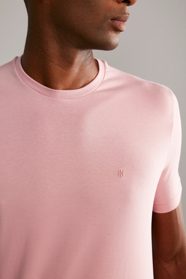Camiseta Manga Curta Malha Básica Slim Fit - Rosa