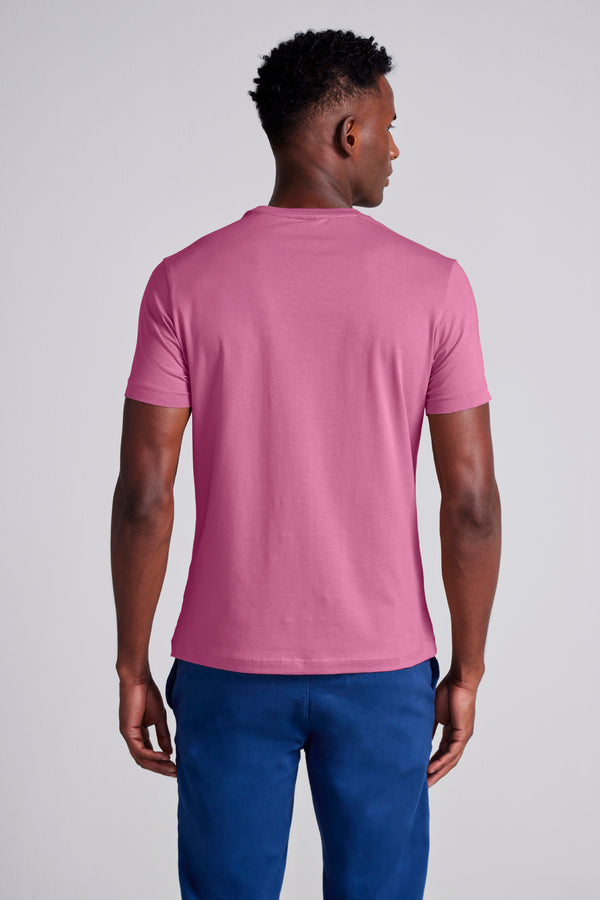 Camiseta Manga Curta Malha Básica Slim Fit - Rosa