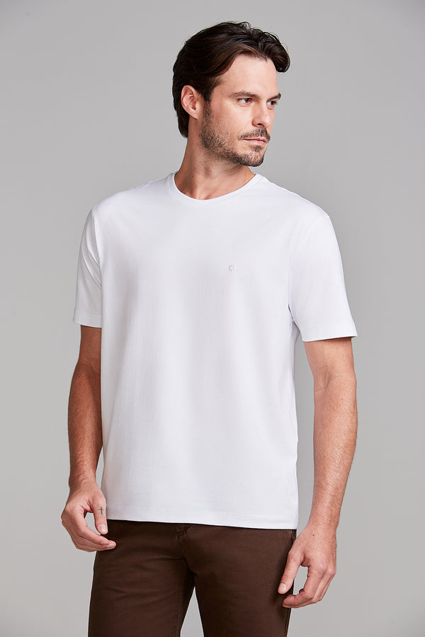 Camiseta Manga Curta Comfort Malha Básica - Branco