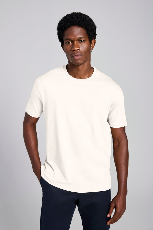 Camiseta Manga Curta Comfort Malha Básica - Bege