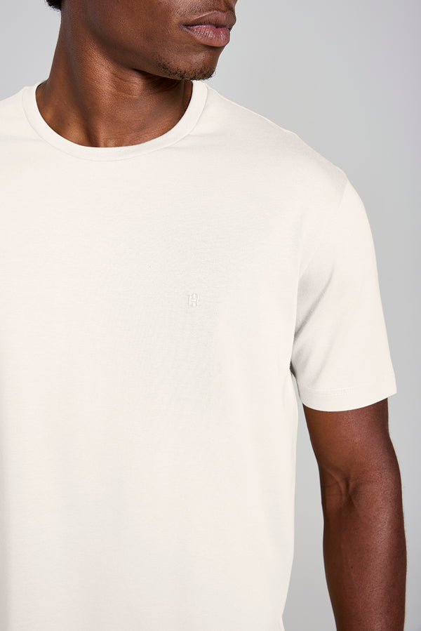 Camiseta Manga Curta Comfort Malha Básica - Bege