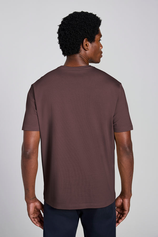 Camiseta Manga Curta Comfort Malha Básica - Marrom