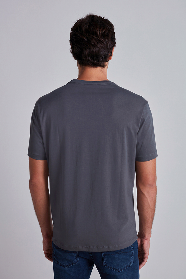 Camiseta Manga Curta Comfort Malha Básica - Cinza