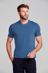 Camiseta Manga Curta Comfort Malha Básica - Azul