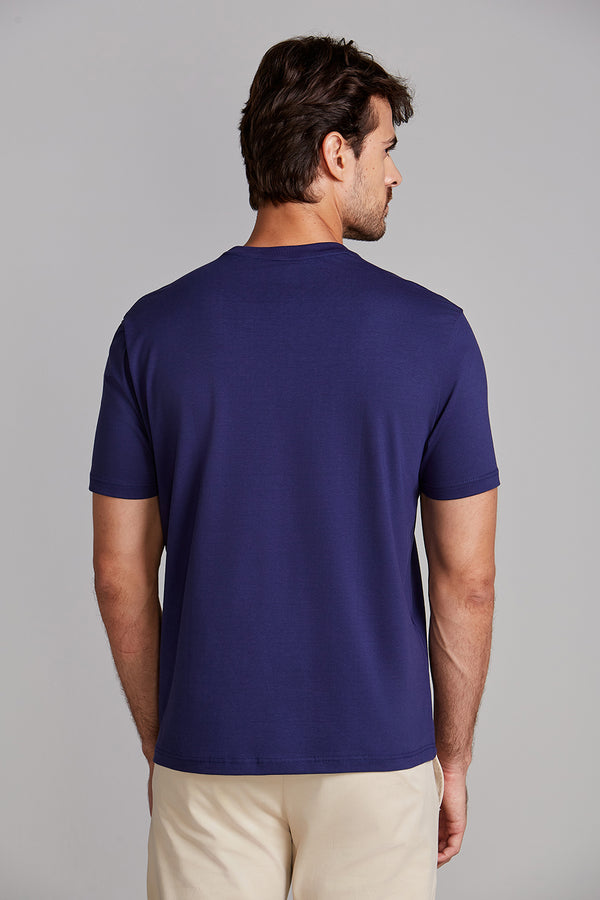 Camiseta Básica Malha Premium Comfort - Azul Noturno