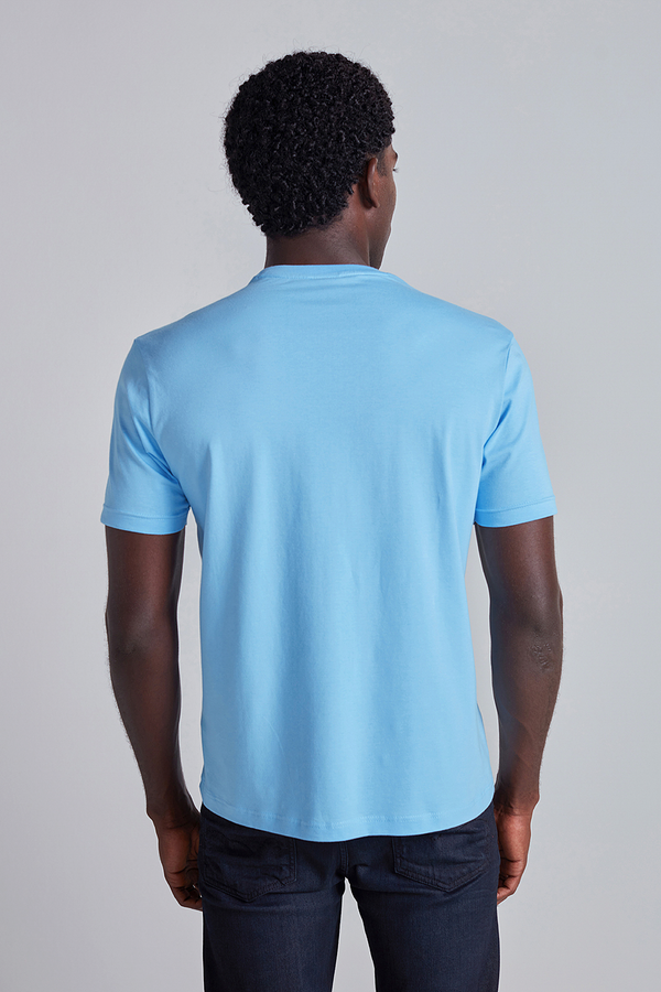 Camiseta Manga Curta Comfort Malha Básica - Azul