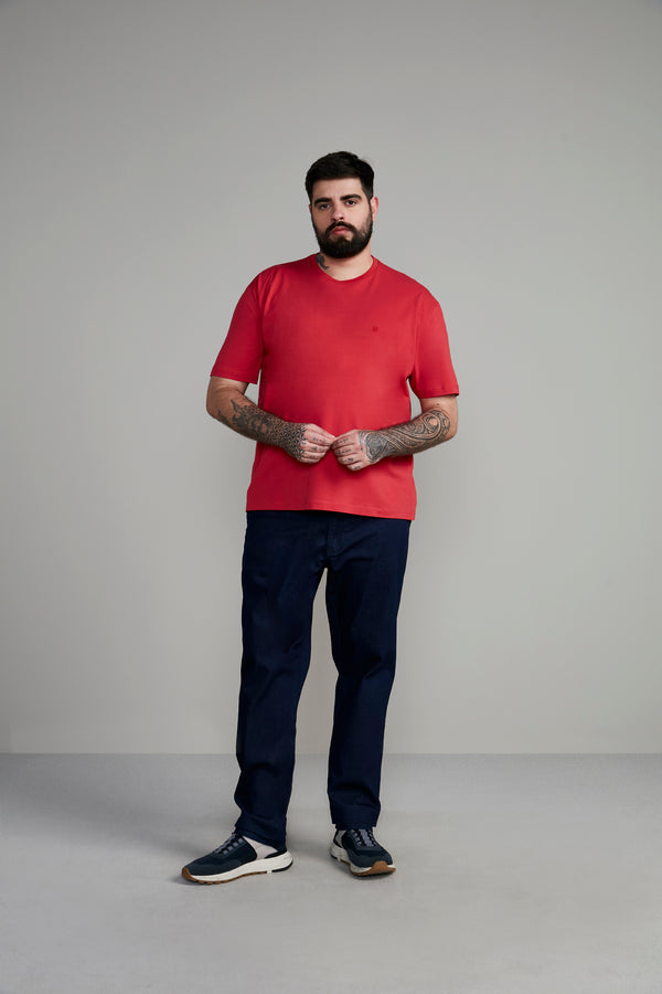 Camiseta Manga Curta Comfort Malha Básica - Vermelho