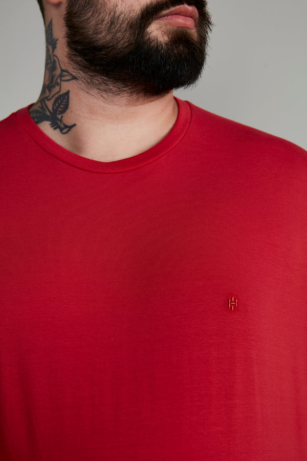 Camiseta Manga Curta Comfort Malha Básica - Vermelho