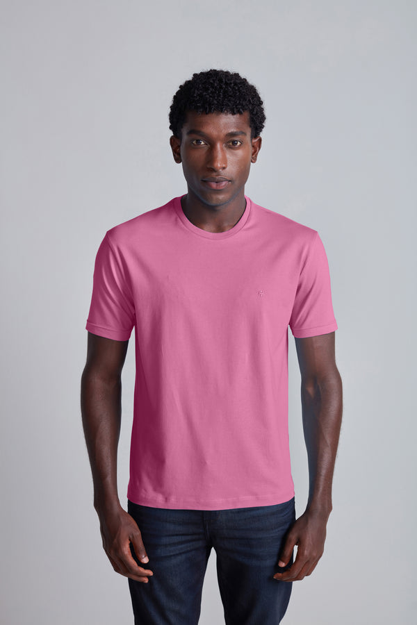 Camiseta Manga Curta Comfort Malha Básica - Rosa