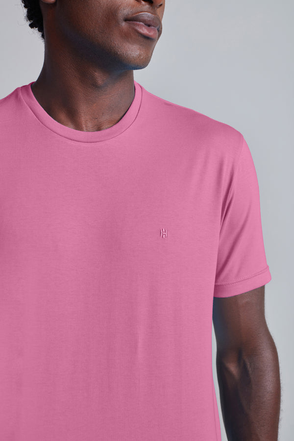 Camiseta Manga Curta Comfort Malha Básica - Rosa