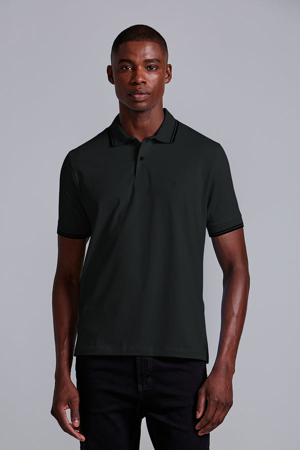 Polo Manga Curta Comfort Malha Básica - Preto