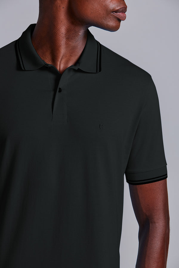 Polo Manga Curta Comfort Malha Básica - Preto