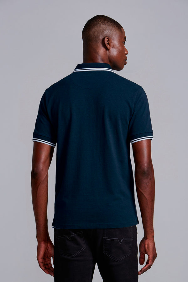 Camisa Polo Básica Malha Premium Comfort - Azul Marinho