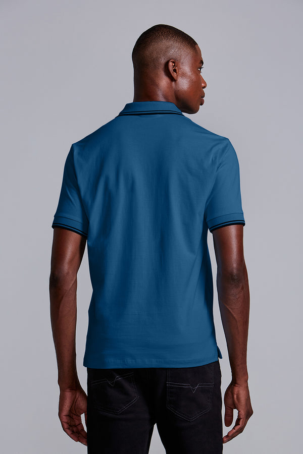 Camisa Polo Básica Malha Premium Comfort - Azul Noturno