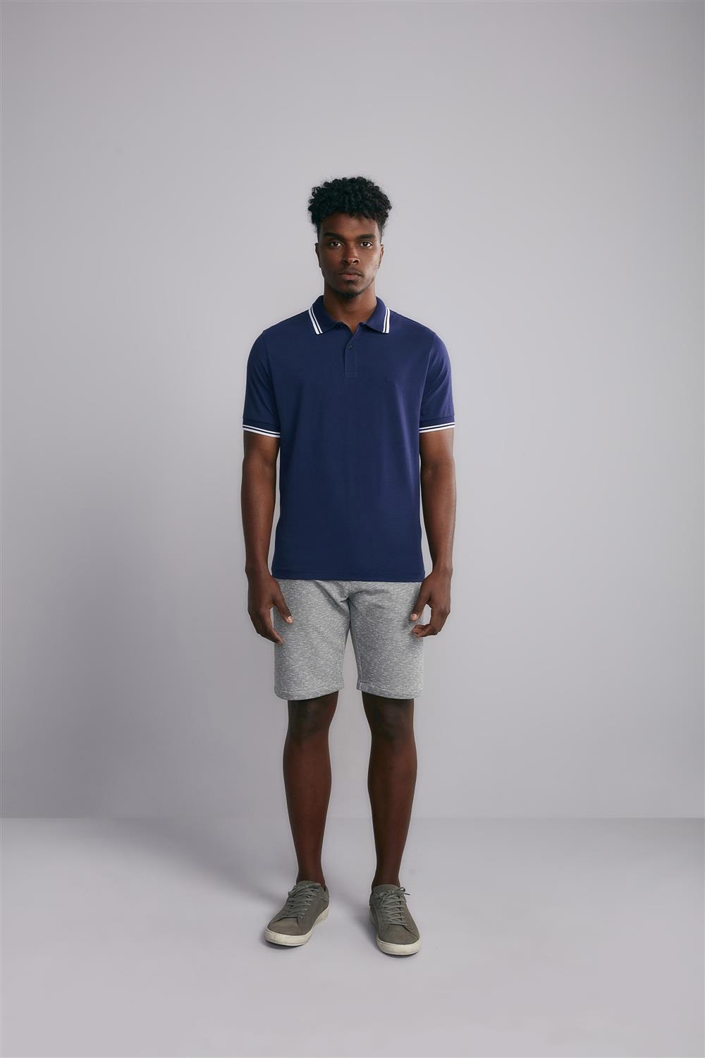 Polo Manga Curta Comfort Malha Básica - Azul Noturno – Highstil