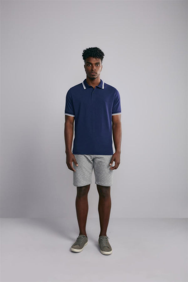 Polo Manga Curta Comfort Malha Básica - Azul Noturno