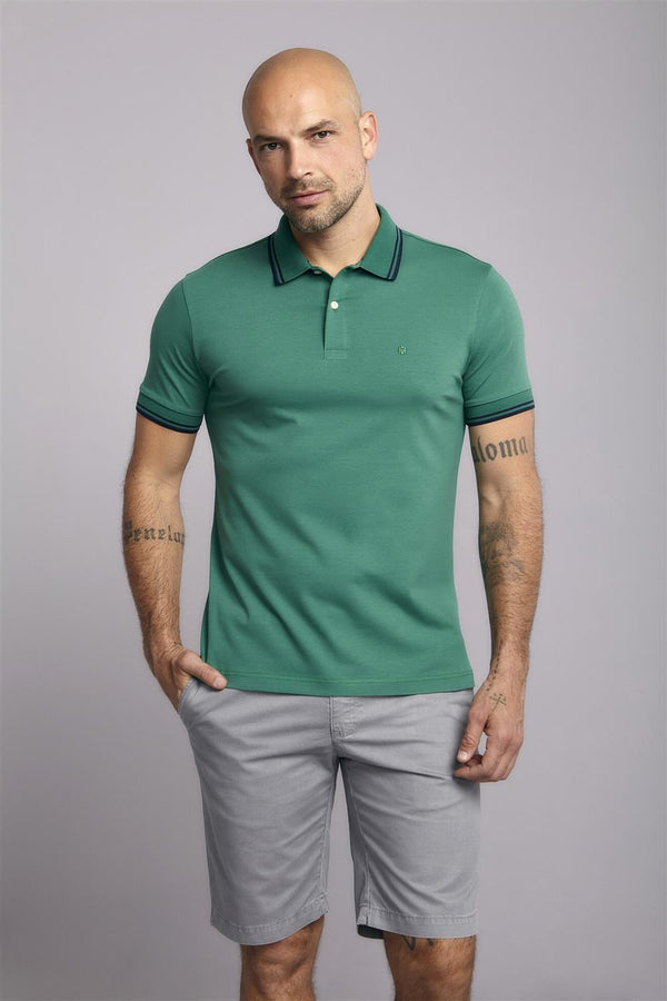Polo Manga Curta Comfort Malha Básica - Azul