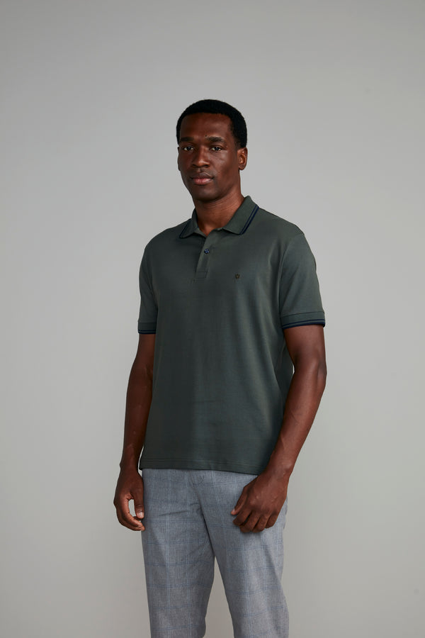 Camisa Polo Básica Malha Premium Comfort - Verde Escuro