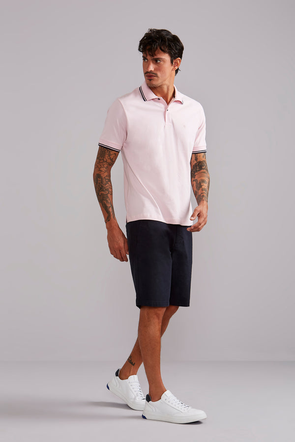 Polo Manga Curta Comfort Malha Básica - Rosa