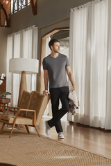 Camiseta Manga Curta Básica Malha Slim Fit - Cinza