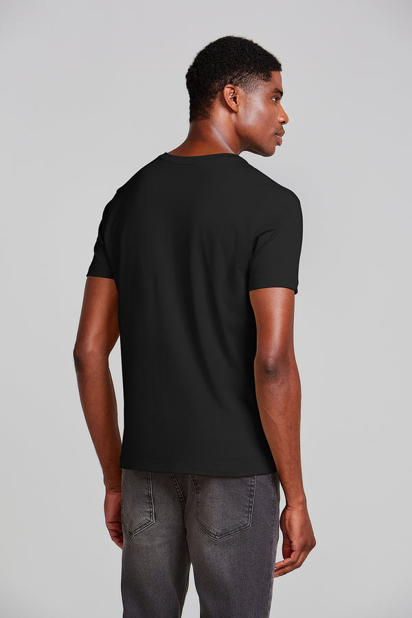 Camiseta Manga Curta Básica Malha Slim Fit - Preto