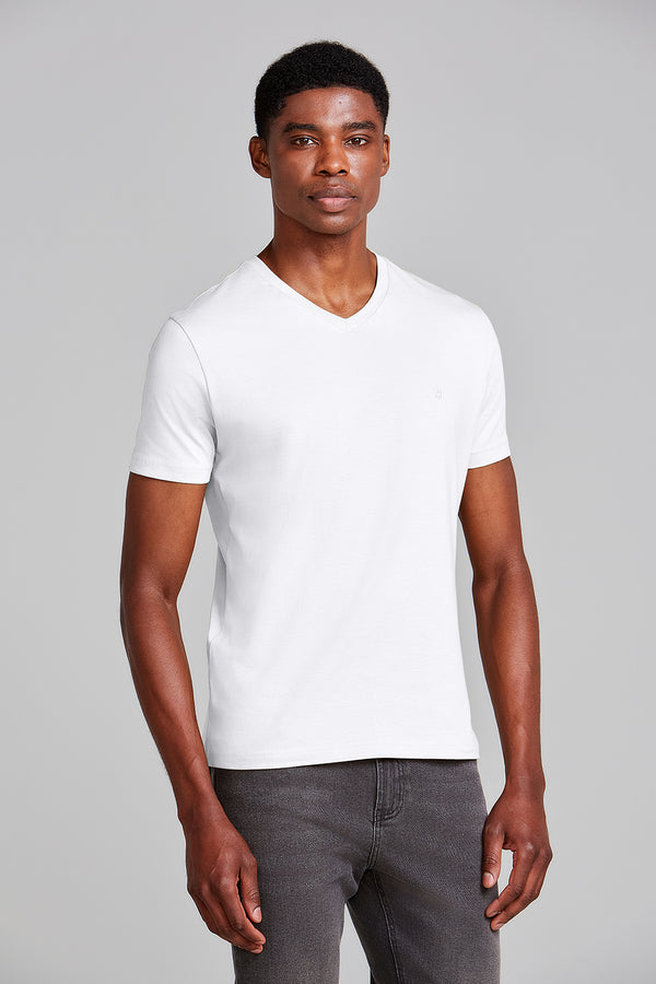 Camiseta Manga Curta Básica Malha Slim Fit - Branco