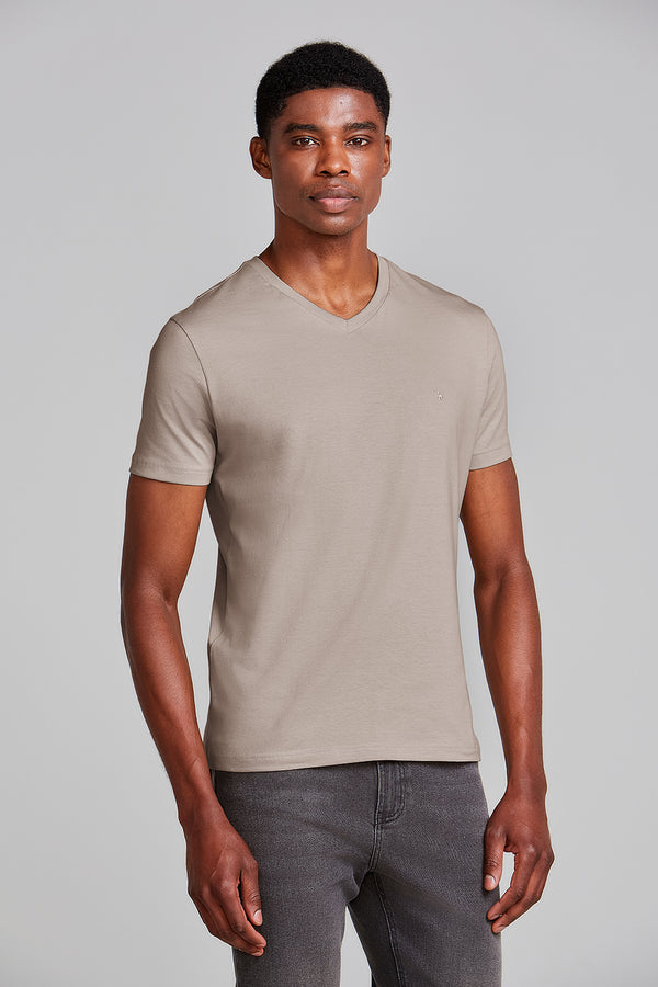 Camiseta Básica Malha Premium Slim Fit - Marrom