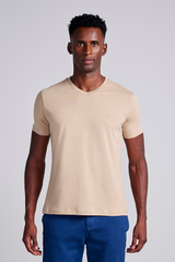 Camiseta Manga Curta Básica Malha Slim Fit - Marrom