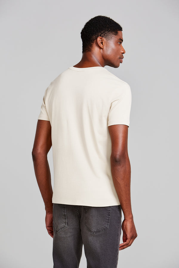 Camiseta Básica Malha Premium Slim Fit - Bege