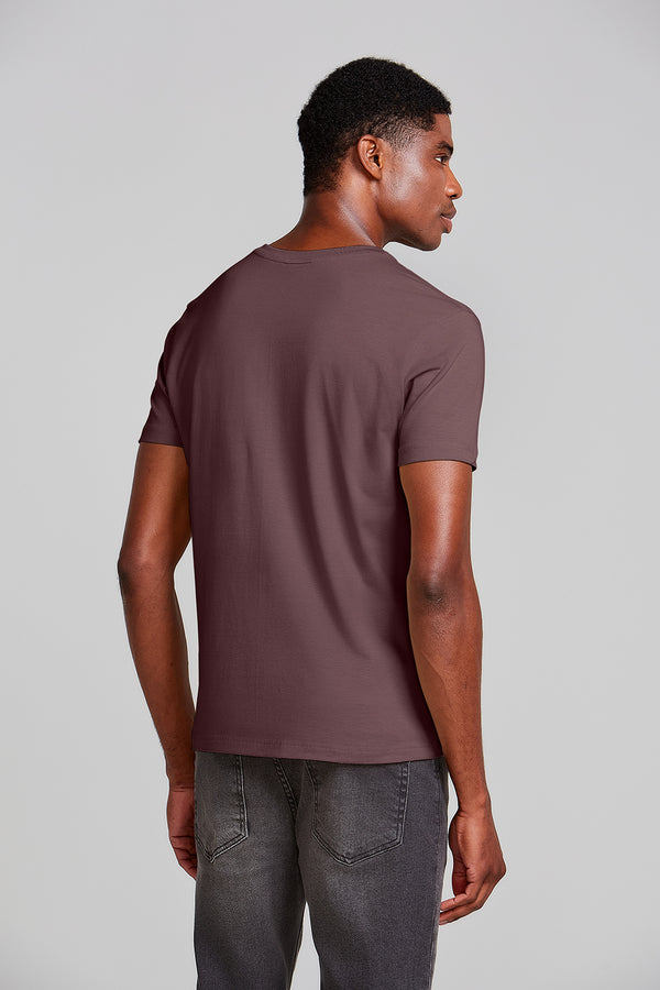 Camiseta Manga Curta Básica Malha Slim Fit - Marrom