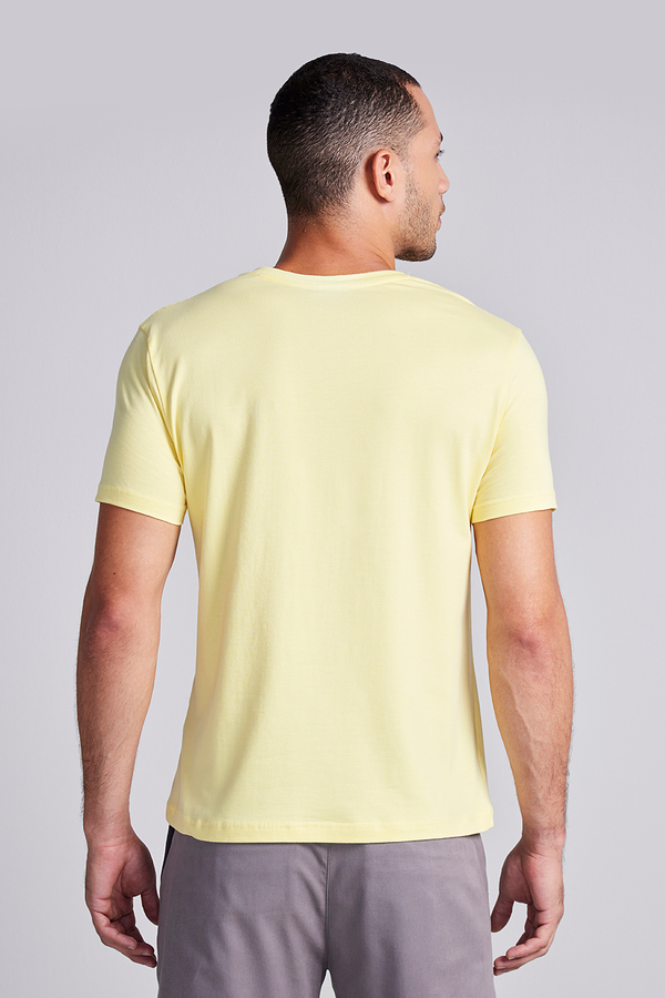 Camiseta Manga Curta Básica Malha Slim Fit - Amarelo