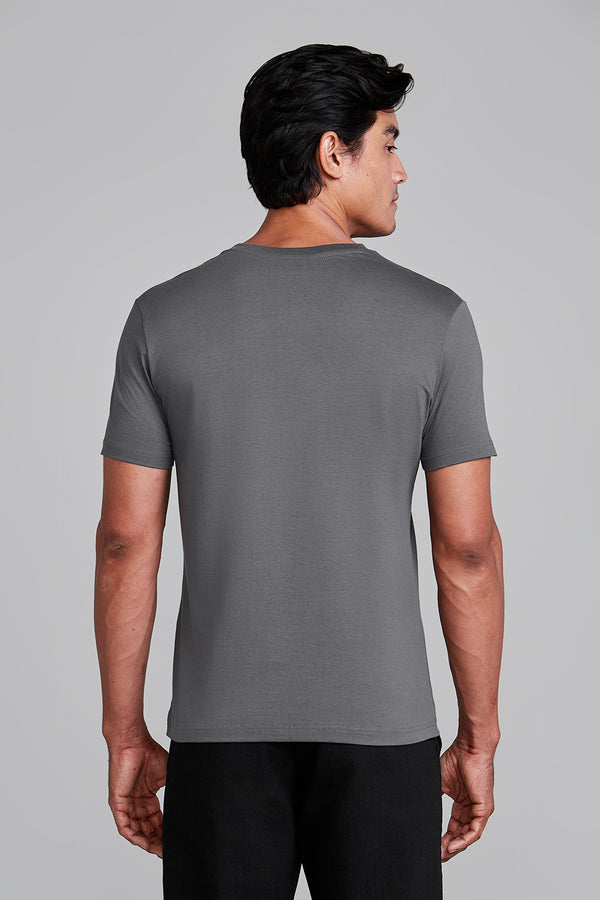 Camiseta Manga Curta Básica Malha Slim Fit - Cinza