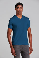 Camiseta Manga Curta Básica Malha Slim Fit - Azul