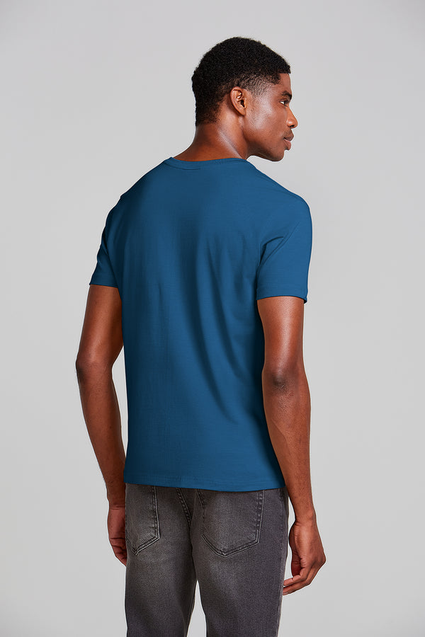 Camiseta Manga Curta Básica Malha Slim Fit - Azul