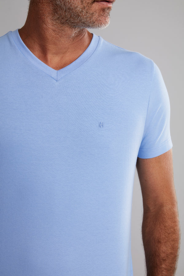 Camiseta Manga Curta Básica Malha Slim Fit - Azul