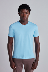Camiseta Manga Curta Básica Malha Slim Fit - Azul