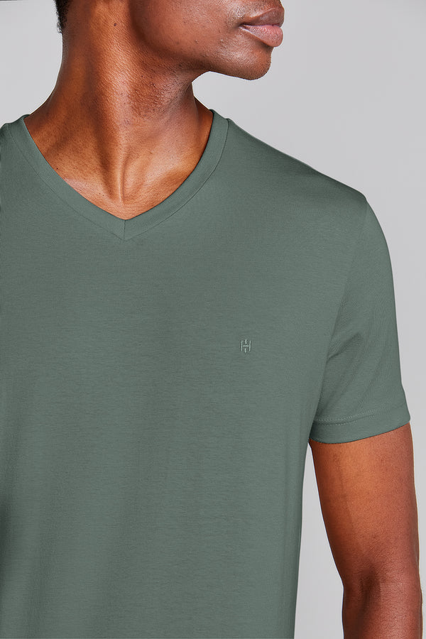 Camiseta Manga Curta Básica Malha Slim Fit - Verde