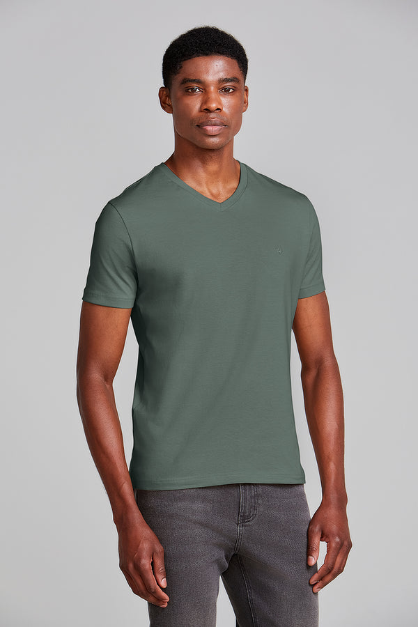 Camiseta Manga Curta Básica Malha Slim Fit - Verde