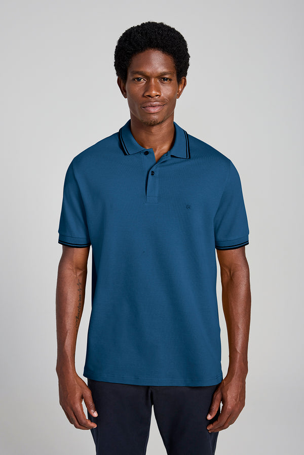 Camisa Polo Básica Piquet Premium Comfort - Azul Noturno
