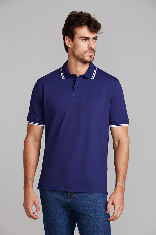 Camisa Polo Piquet Comfort - Azul Noturno