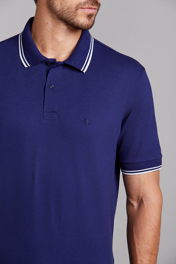 Camisa Polo Piquet Comfort - Azul Noturno