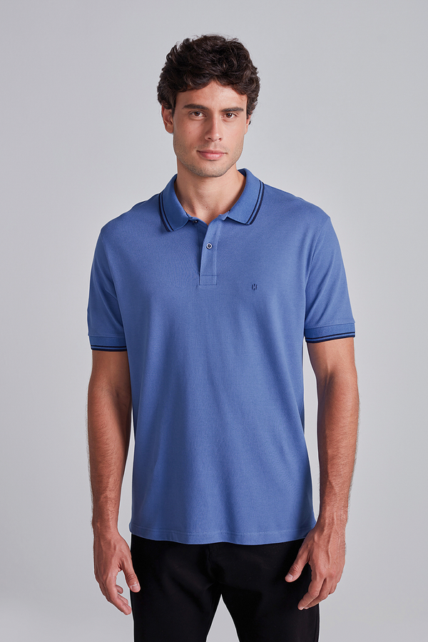 Camisa Polo Piquet Comfort - Azul