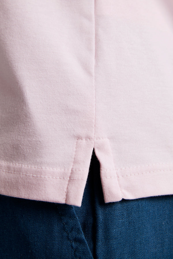 Polo Manga Curta com Zíper Slim Fit - Rosa