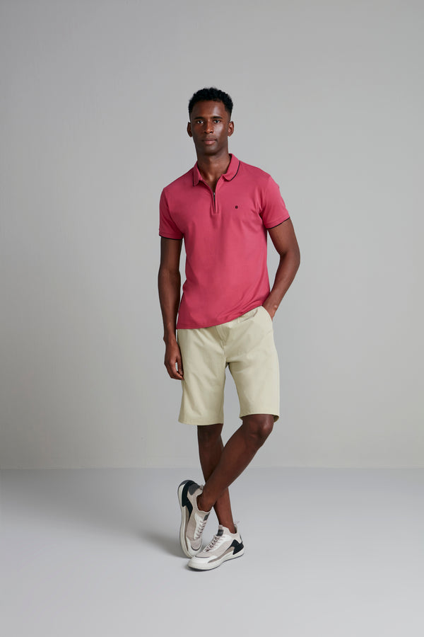 Camisa Polo com Zíper Básica Malha Premium Slim Fit - Roxo