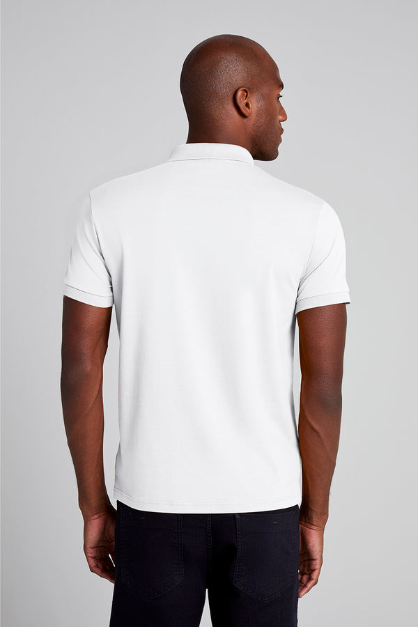 Polo Manga Curta Premium Malha Slim Fit - Branco