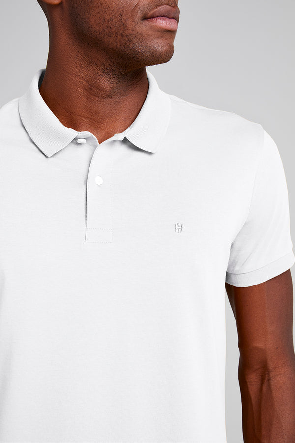 Polo Manga Curta Premium Malha Slim Fit - Branco